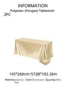 SHEIN 1件/2件裝緞面長方形桌布，白色/米色/香檳色/粉色，光滑聚酯纖維布料，適用婚禮裝飾、生日派對裝飾、週年紀念、新娘婚前派對、婚宴派對活動 - 彩色 - 查看 23