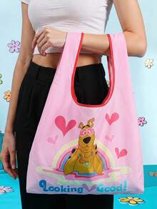 SCOOBY-DOO X Joivida 1pc Reusable  Foldable Large Capacity Tote Bag For Women,Versatile For Commuting, Travel, Shopping, Convenient Open-Close, Multi-Functional For Various Occasions, & Comfortable, Versatileback To School Backpack,School Bag,Large Capacity,Lightweight - Baby Pink - View 2