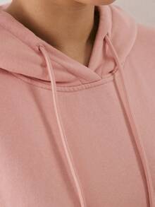 YARNWELL Sweatshirt Berkerudung Lengan Panjang dengan Kantong Serbaguna untuk Wanita Ukuran Plus, Cocok untuk Musim Gugur. - Berwarna merah muda - View 7