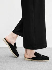 CUCCOO BIZCHIC 時尚女款黑色麂皮舒適通勤穆勒鞋 平底女鞋 適合戶外度假、購物、上班、日常通勤 百搭女款平底鞋 - 黑色 - 查看 4