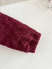 SHEIN Baby Girl Long Sleeve Comfortable Fuzzy Winter Hooded Jacket, Versatile Fashionable Zipper Front Cardigan, Suitable For Indoor And Outdoor Activities - Burgundy - View 6