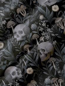 ROMWE Goth 深色骷髏森系性感透視網紗長袖女款上衣 - 黑色 - 查看 3