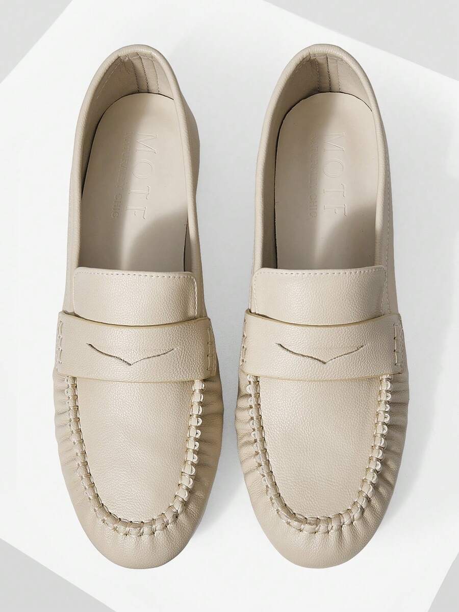 MOTF WOMEN'S FRENCH VINTAGE BEADED FASHION COMFORTABLE FLAT BALLET LOAFERS, MINIMALIST CASUAL - apricot PU - View 1
