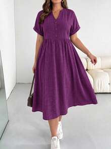Shapeblank Plus-Size Women's Spring/Summer Fashionable Casual Loose Comfortable Everyday - Lilac Purple - View 7