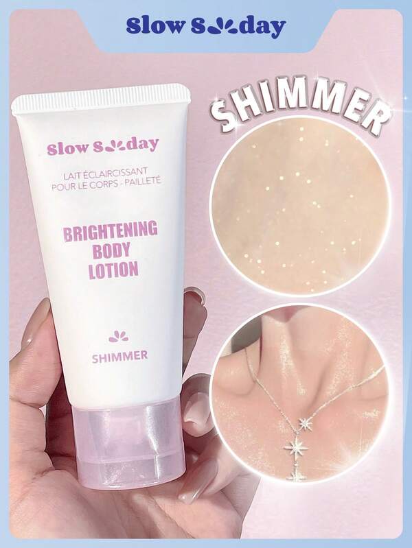 SlowSunday Brightening Body Lotion-Shimmer, With Plant Oil, Vitamin E, Even The Appearance Skin Tone, Nourishes The Skin, Long-Lasting With Natural-Looking Glow, Shimmer, Suitable For Dating, Gatherings, Suitable For Summer, Y2K, Ideal For Party