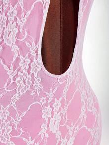 Amplova Women's Lace Cutout Design Sexy Halter Neck Jumpsuit - Pink - View 11