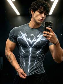 GymBeat Men's Fashion Printed Short Sleeve Slim Fit Sports T-Shirt, Gym - Multicolor - View 1