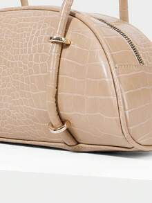 MOTF WOMEN'S FASHION RETRO APRICOT CROCODILE PATTERN SHOULDER BAG, SIMPLE AND CHIC HALF-MOON BAG, FOR DAILY, COMMUTING, SHOPPING, TRAVEL, FESTIVALS - Apricot - View 5