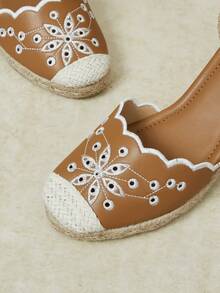 Styleloop Ladies, Rubber Band Cross Strap, Straw Rope, Sandals, High Heels. - Brown - View 10