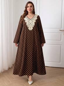 Al Najma 休閒極簡大尺碼女款波點休閒派對阿拉伯風洋裝 - 彩色 - 查看 3
