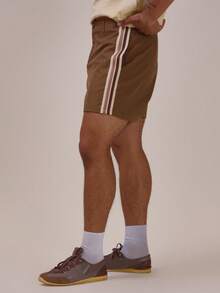 Musero Straight Leg Shorts Taping Detail Waistband With Belt Loops And Back Pockets Spring Summer Essentials - Brown - View 4