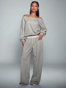Normani Setelan 2 Potong Atasan dan Celana Tanpa Lengan Warna Polos untuk Wanita - Grey - View 5