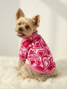 PETSIN 1 Pc Fleece Heart Print Warm Crewneck For Pet Dogs & Cats, Universal - Multicolor - View 6