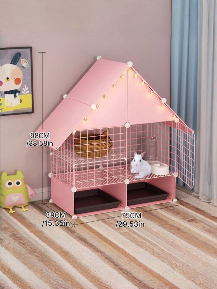 室內小型矮兔專用兔籠，加密迷你兔屋城堡別墅，兔子用品 - 彩色 - 查看 3
