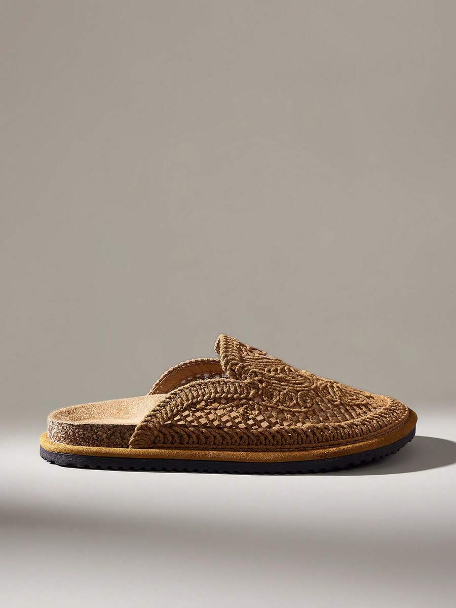 Solecia Women's Flat Bottom Round Toe Embroidery Thread Casual Beach Vacation Shoes - Brown - View 1