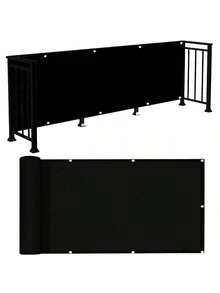 1pc Opaque Privacy Fence Screen – Waterproof Balcony Privacy Cover, UV Protection Outdoor Railing Screen For Apartment, Patio, Deck, Porch (Black) - multicolor - View 5