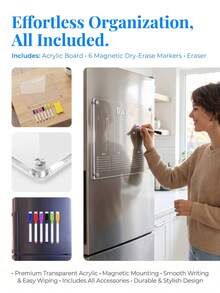 Haus Hana 1Pc Magnetic Weekly Planner Whiteboard, Transparent Acrylic With Magnetic Backing, Reusable Dry-Wipe Surface For Schedules And Memo Notes, Fridge Mounted Writing Board For Kitchen Daily Planning And Task Arrangement - multicolor - View 15
