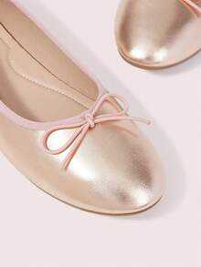 CUCCOO DOLLMOD Women's Champagne Ballet Bow Lace-Up Flat Shoes, Suitable For Casual Daily Wear Fall Shoes - Champagne - View 4