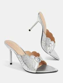 CUCCOO TILAWA Elegant Metal Pointed Women's High Heels - A Delicate Rhinestone Design With A Slip-On Design, Perfect For Parties And Formal Events, Stilettos - Silver - View 4