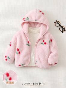 Cozy Pixies 嬰兒女童男童卡通動物豹紋抓絨內裡加厚連帽拉鍊長袖外套大衣，適合冬季 - 彩色 - 查看 7