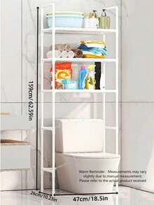 1PC Floor-Standing Toilet Shelf, Black/White, Balcony Storage Rack, Bathroom Multi-Layer Storage Rack, Simple Washing Machine Shelf, Suitable For Bathroom And Balcony Bathroom - Multicolor - View 2