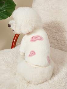 PETSIN 1pc Pink Heart Flannel Pet With Color Blocking, Anti Shedding, Gentle Thickening, And Warm Pet Clothing - Multicolor - View 8