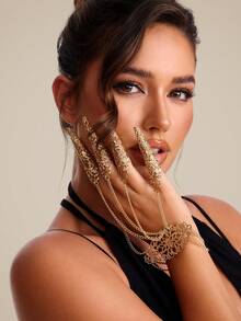 Altistry 1pc Gothic Style Monster Finger Chain Punk Spike Nail Finger Ring Bracelet - Type 1 - View 5