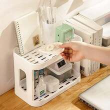 1 Piece Two-Tier Office Organizer Shelf, Used As A File Box Or Spice Rack Or Bathroom Surface Organizer, Gift For Teachers, Peers, And Friends, White Color - White - View 5