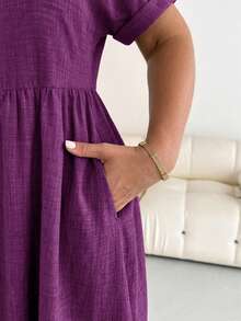 Shapeblank Plus-Size Women's Spring/Summer Fashionable Casual Loose Comfortable Everyday - Lilac Purple - View 6