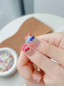 100/200/500Pcs Flatback Fruit Nail Charms – Mini Strawberry Cherry Apple Watermelon Resin Gems, Cute Cartoon Nail Decor For DIY Craft - Multicolor - View 5