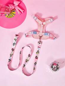 THE POWERPUFF GIRLS X PETSIN Set Harness dan Tali Kekang Hewan Peliharaan Kartun Lucu - Berwarna merah muda - View 4