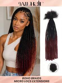 Crochet Human Hair 0.2cm Thickness Ombre Dreadlock Extensions 10-20 Inch 30 Strands Micro Locs Extensions Human Hair For Men/Women Hair Extensions(S1/99JB#) Knotless Braids Boho Braids - S1/99JB - View 1
