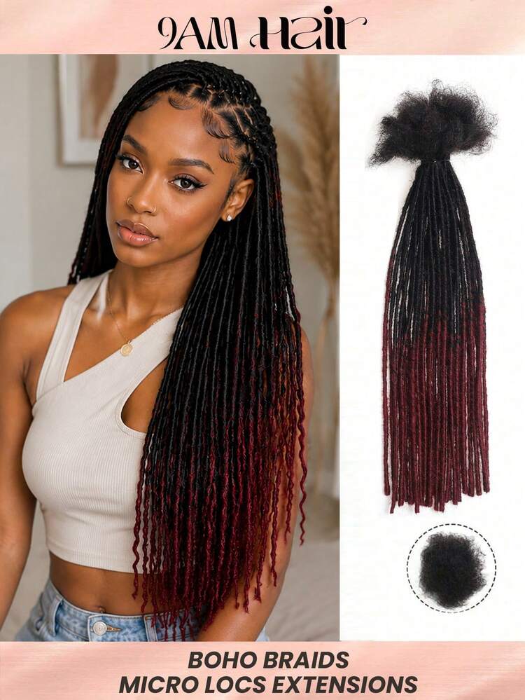 Tóc giả bện bằng tóc thật dày 0,2cm Ombre Dreadlock dài 10-20 inch 30 sợi Micro Locs Tóc giả bằng tóc thật cho nam/nữ (S1/99JB#) Tóc tết không nút thắt Kiểu tóc tết Boho - S1/99JB - Xem 1