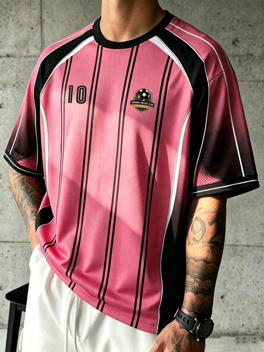 Sport MetroGents 男士拼色數位印花休閒日常旅行運動T恤 - 彩色 - 查看 1
