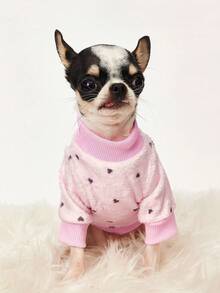 PETSIN 1 Piece Cute Bunny And Teddy Bear Love Letter Printed Flannel Sweatshirt For Autumn And Winter, Thick And Warm Pet Clothes - Multicolor - View 6