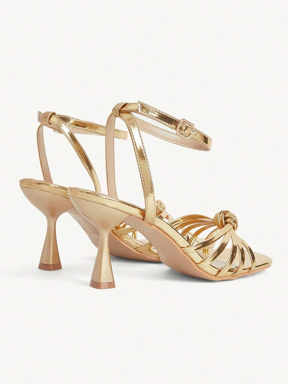 CUCCOO CHICEST Women's Shoes Summer New Multi-Knotted Square Toe Sexy Fashion Elegant Champagne Stiletto Sandals, Dating Ball Dress Party Wear Summer New