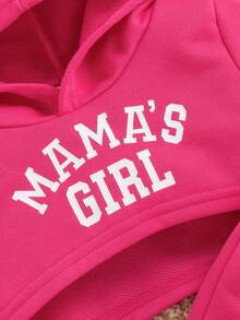 3pcs/Set Baby Girls Casual Sports Simple Sweatshirt Set, Spring Autumn - Hot Pink - View 5