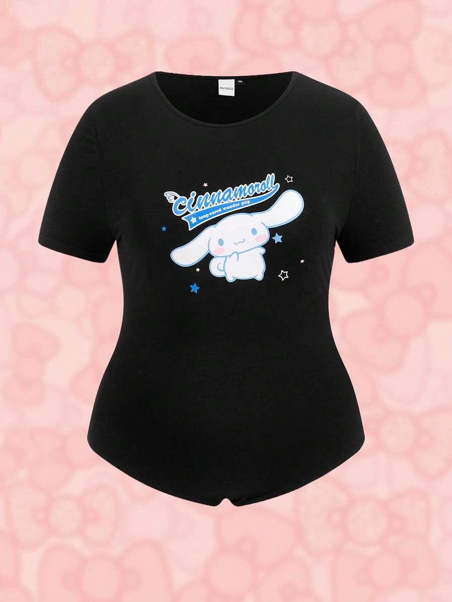 HELLO KITTY AND FRIENDS | SHEIN بوديسوت برسوم كرتونية وعبارات التصوير الرقمي الإضافية - الأسود - مشاهدة 1