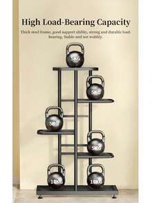 1pc Iron Flower Stand, Black/White Minimalist Style Plant Rack, Suitable For Living Room, Balcony Decor, 4-8 Tier Multi-Layer Storage Shelf, Multifunctional Display Rack - Black - View 13