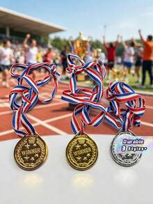 3/6/15 Gold, Silver, And Bronze Medals - Multi Item Party Gift Pack, Champion, Runner Up, And Third Place Medals, Sports Games Medals, Suitable For Games, Celebrations, Winner Props, Classroom Rewards, Sports Competitions, Sports Events, Party Gifts - View 1