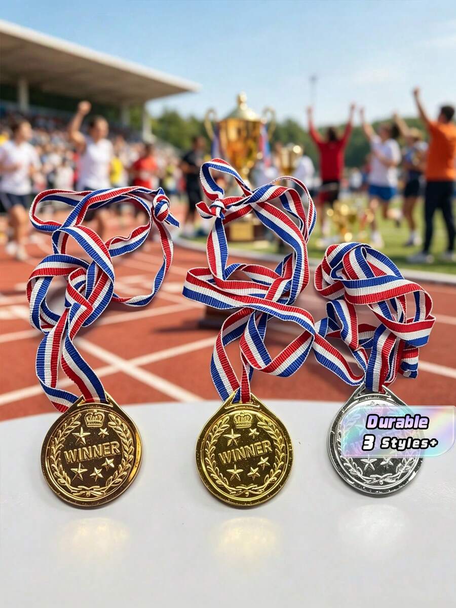 3/6/15 Gold, Silver, And Bronze Medals - Multi Item Party Gift Pack, Champion, Runner Up, And Third Place Medals, Sports Games Medals, Suitable For Games, Celebrations, Winner Props, Classroom Rewards, Sports Competitions, Sports Events, Party Gifts - View 1