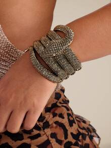 Altistry Vintage Golden Metal Snake Shaped Bangle Bracelet, European And American Style 2025 Scar Cover - Bronze - View 3