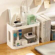 1 Piece Two-Tier Office Organizer Shelf, Used As A File Box Or Spice Rack Or Bathroom Surface Organizer, Gift For Teachers, Peers, And Friends, White Color - White - View 11
