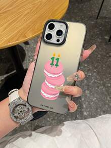 HARRY POTTER X SHEIN Harry Potter 粉色蛋糕圖案黑色防摔抗震手機殼，適用 iPhone 13/14/15/15 Pro/16/16 Pro/17 Pro，熱門流行款 - 彩色 - 查看 3
