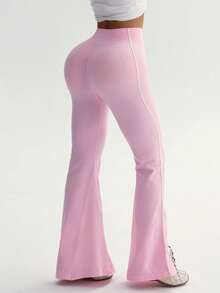 Dewbera Dewbera Women's Seamless Contrast Color Sports Pants - Pink - View 4