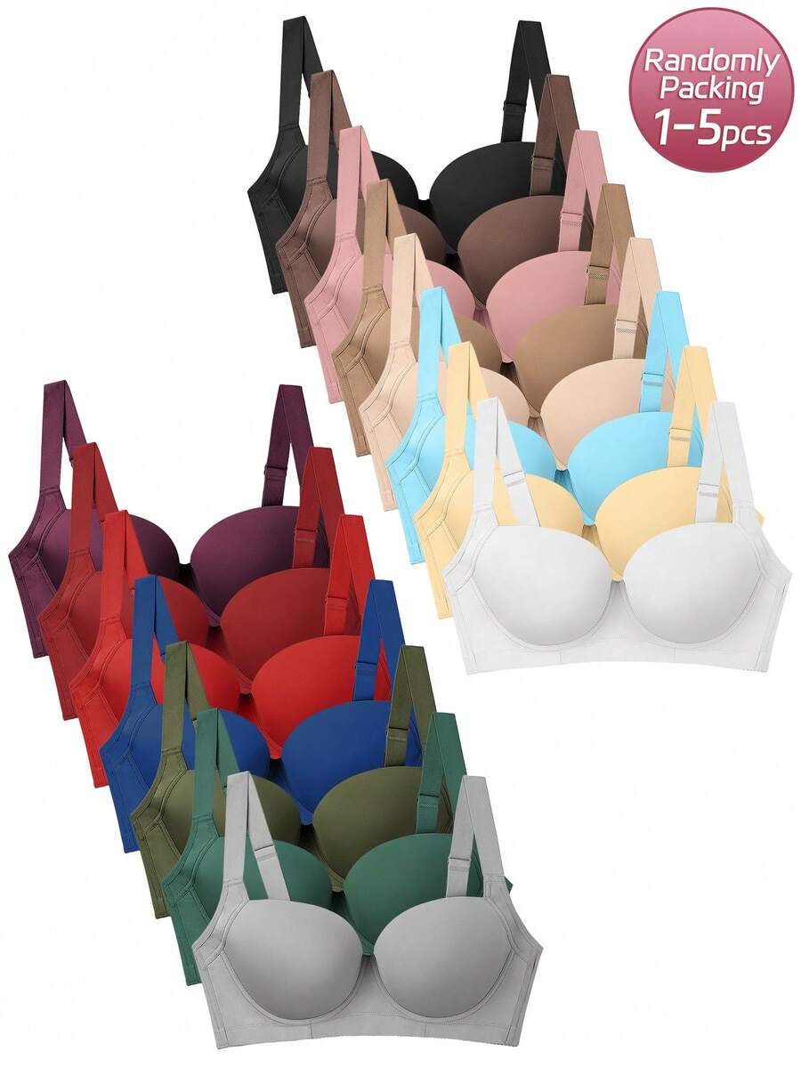 LustreForm Plus Size Underwire Bra Comfortable Anti-Slip Wide Strap Blind Box Random 1/2/3pcs - Multicolor - View 1