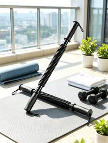 1PC 50kg Spring Arm Strength Training Bar Chest Muscle Builder Portable Home Gym Workout Equipment For Men Women Fitness Exercise Durable Resistance Tool - Black - View 11