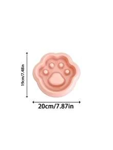 PETSIN 1PC Paw Shaped Slow Feeder Pet Food Bowl / Smooth Glossy Food PP Plastic Cute Cat Paw Outline Multi Macaron Pastel Solid Color Built-In Raised Slow Feed Pillars Wide Scalloped Rim Stable Thick Base - 430ML - View 10
