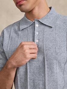 Golf Men's Short Sleeve Button Knit Top Suitable For Sports Basic Vintage And Outdoor Golf White - Light Grey - View 6