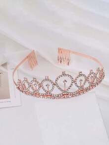 1 Set/5 Set/10 Set Set Bando Mahkota Rhinestone Tali Bahu 'Gadis Ulang Tahun' Warna Pink, Aksesoris Pesta, Perlengkapan Kembali ke Sekolah dan Hari Valentine - merah muda - View 2